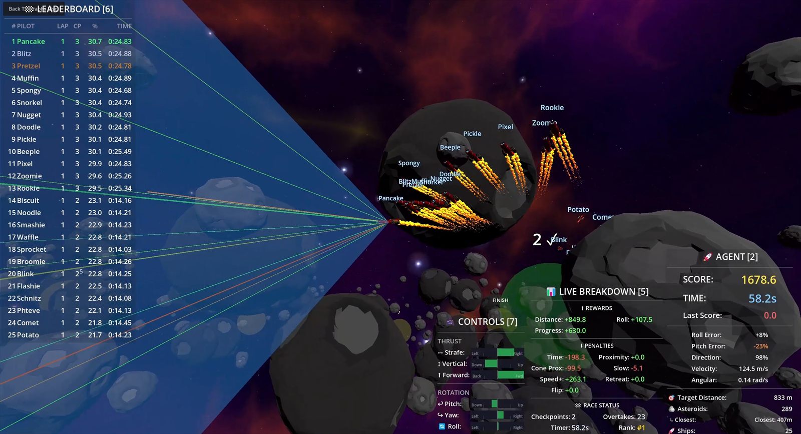 Cone checkpoint racing environment used in the reinforcement learning project.